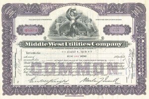 Middle West Utilities Co. - Stock Certificate